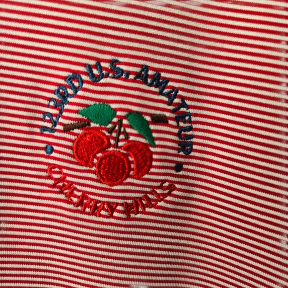 Peter Millar Summer Comfort Red Stripe Golf Polo Shirt XXL Cherry Hills Amateur - Picture 7 of 10
